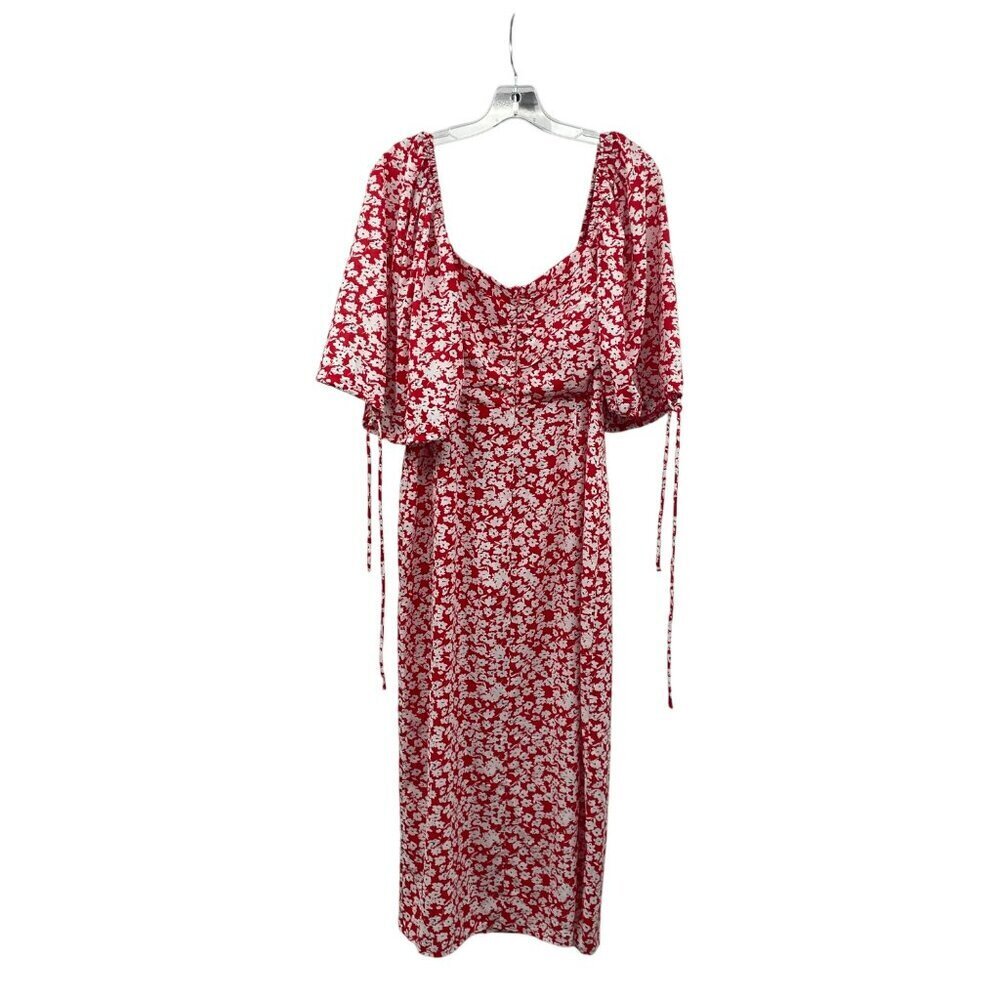 Showpo Floral Maxi Dress Off Shoulder 3/4 Sleeve Red/Multi Size 10 - Picture 7 of 8